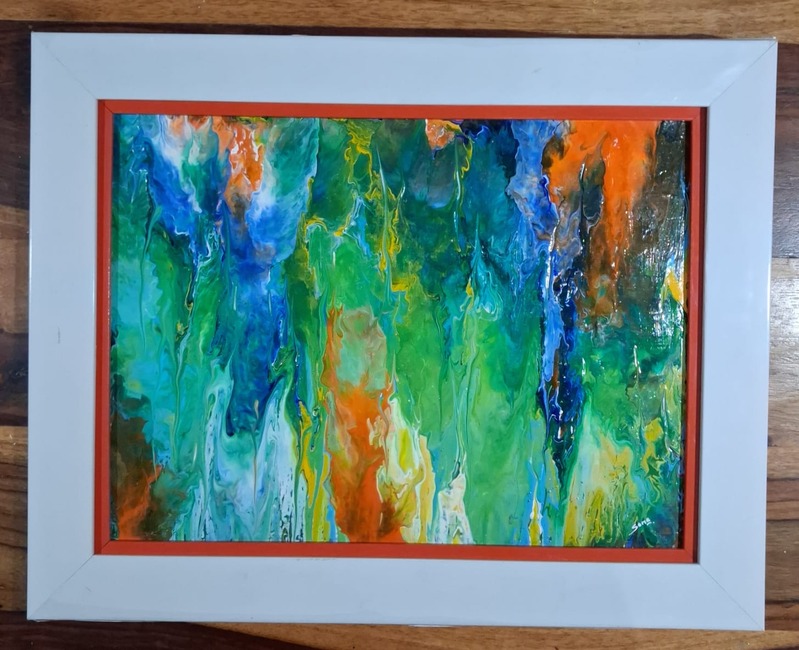 Emerald Cascade – handmade painting by Sonia Masterstrokes