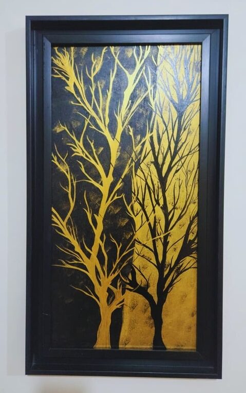 Golden Dusk – handmade painting by Sonia Masterstrokes